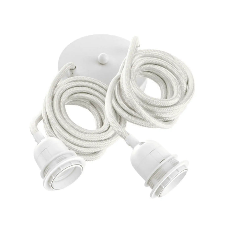 Suspension 2 ampoules câbles tissés lin blanc HANG 2 HOOPZI