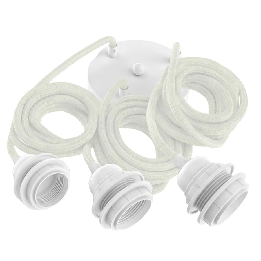 Suspension lin blanc, 3 ampoules, douilles blanches - HANG de HOOPZI