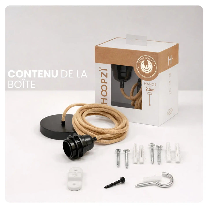 Sospensione per Illuminazione Hang 1 in spago grezzo