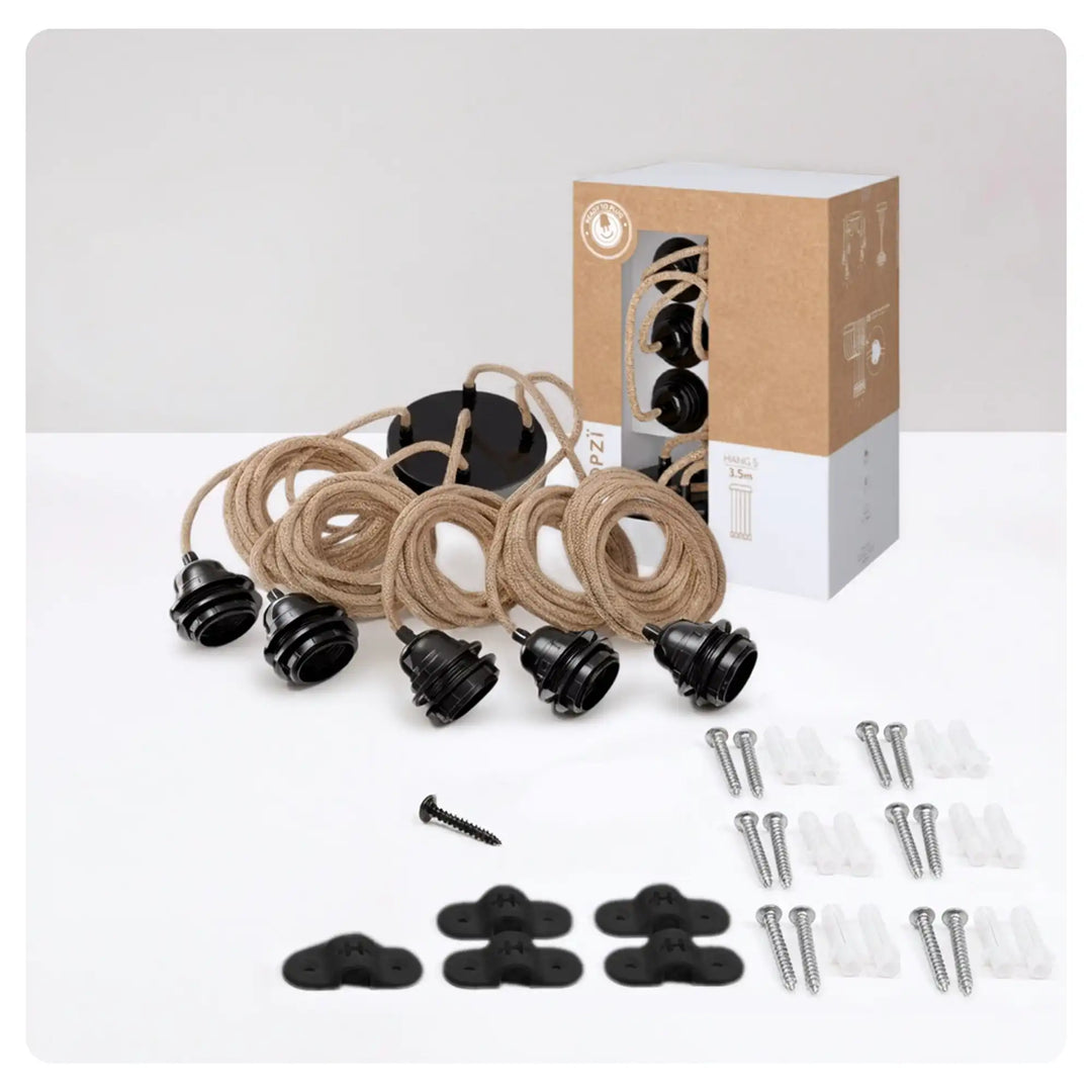 Suspensions luminaires 5 ampoules - HANG Matière naturelle