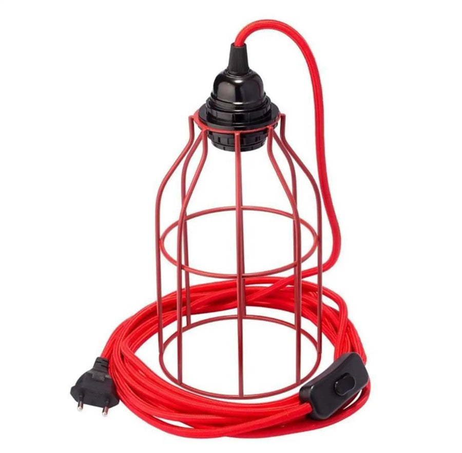 Lampe baladeuse câble rouge, facile à installer, à poser, à enrouler ou à suspendre sans plafonnier