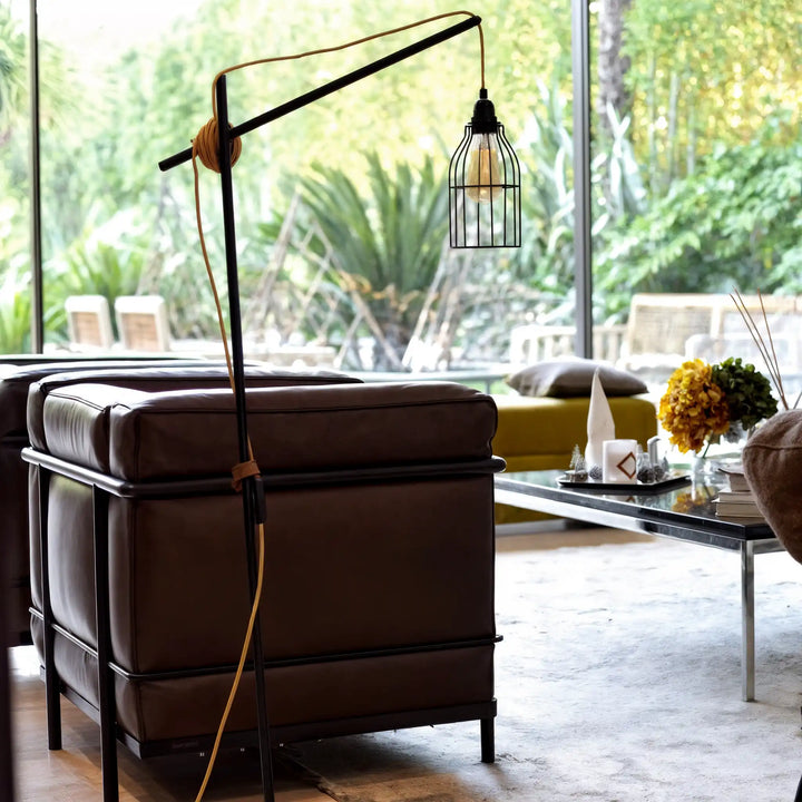 Lampadaire avec câble long ASYM abat-jour cuivre