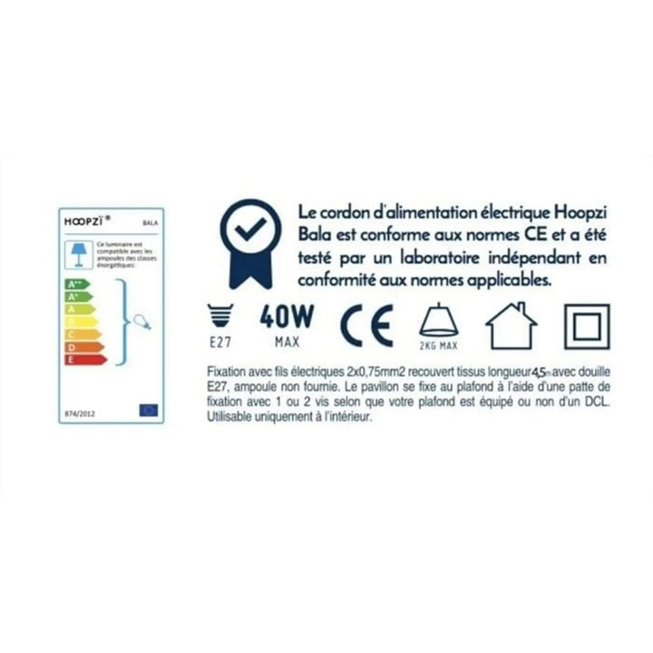 Câble luminaire coloré BALA 4,5 m – Lampe baladeuse design en tissu tissé