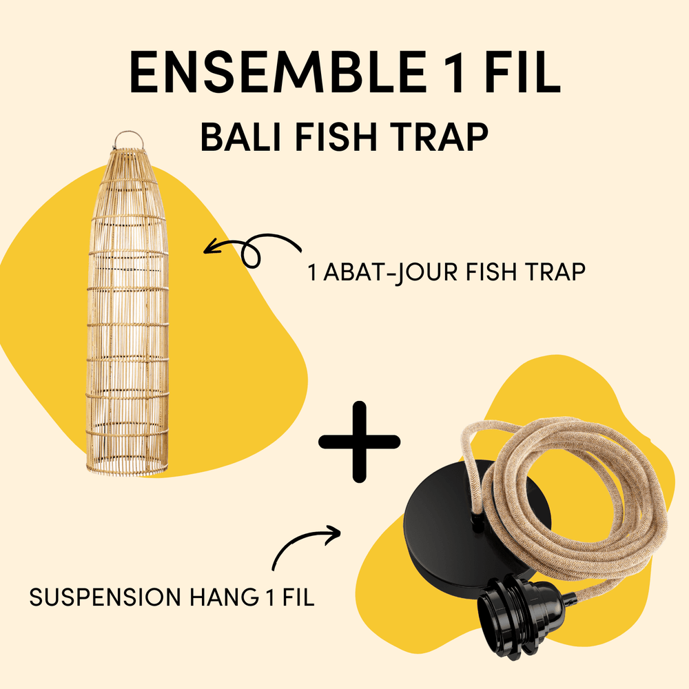 Ensemble luminaire Bali Fish Trap Abat-jour Hoopzi Suspension 1 fil 