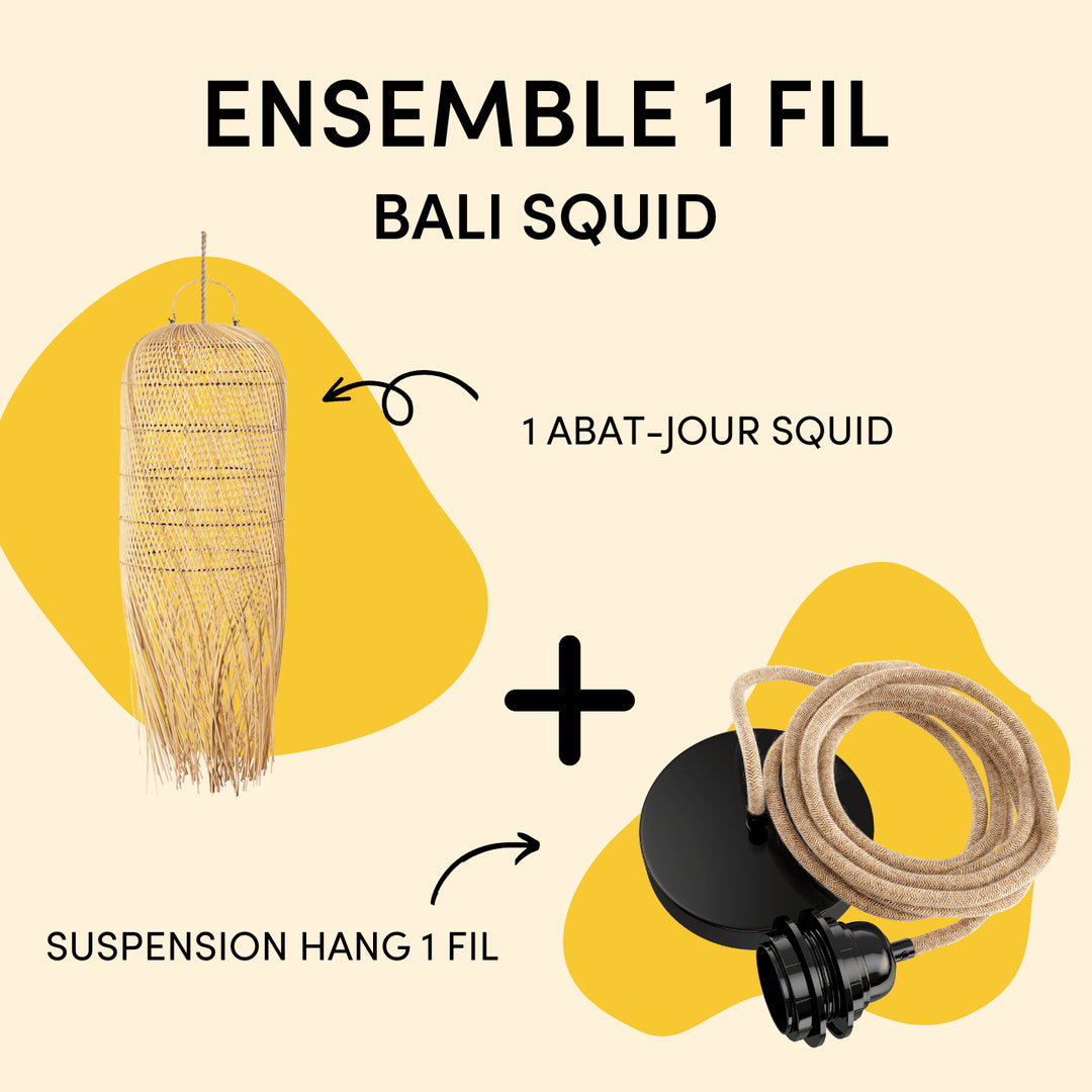 Ensemble luminaire Bali Squid Abat-jour Hoopzi Suspension 1 fil 