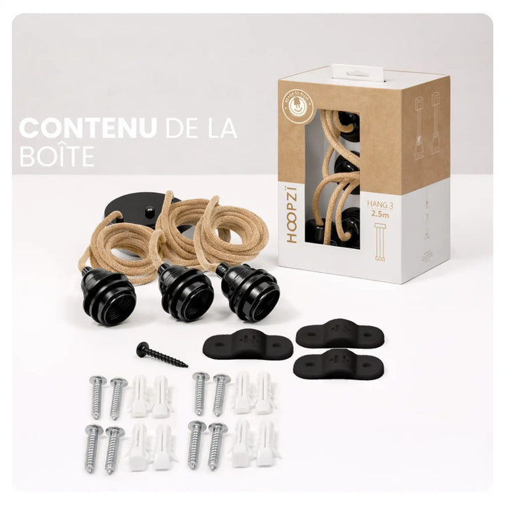 Suspensions luminaires 3 ampoules - HANG Câbles tissés