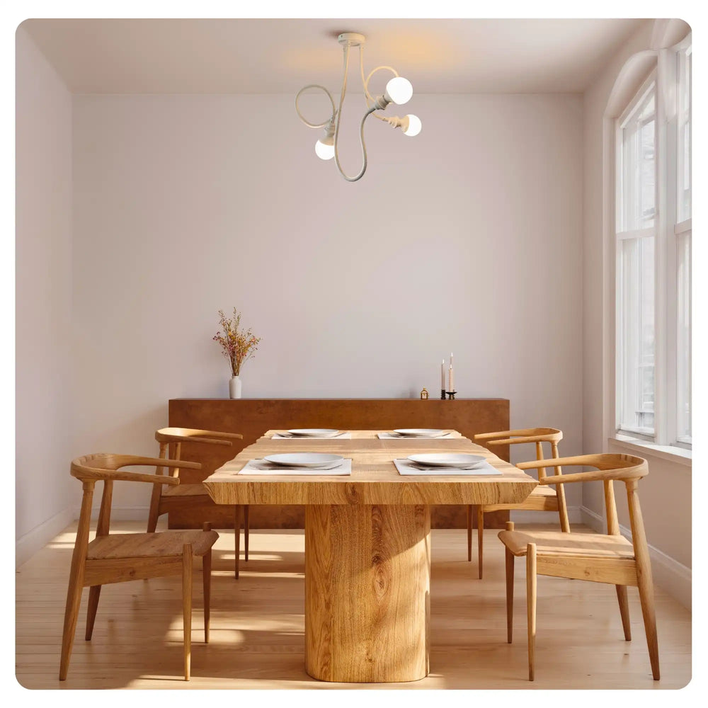 Suspension TWIST lin blanc pour éclairer une salle à manger