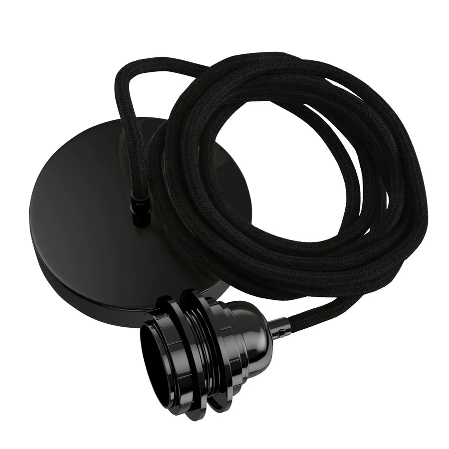 Suspension cordon lin noir, 1 ampoule, douille E27 noire, HANG de HOOPZI