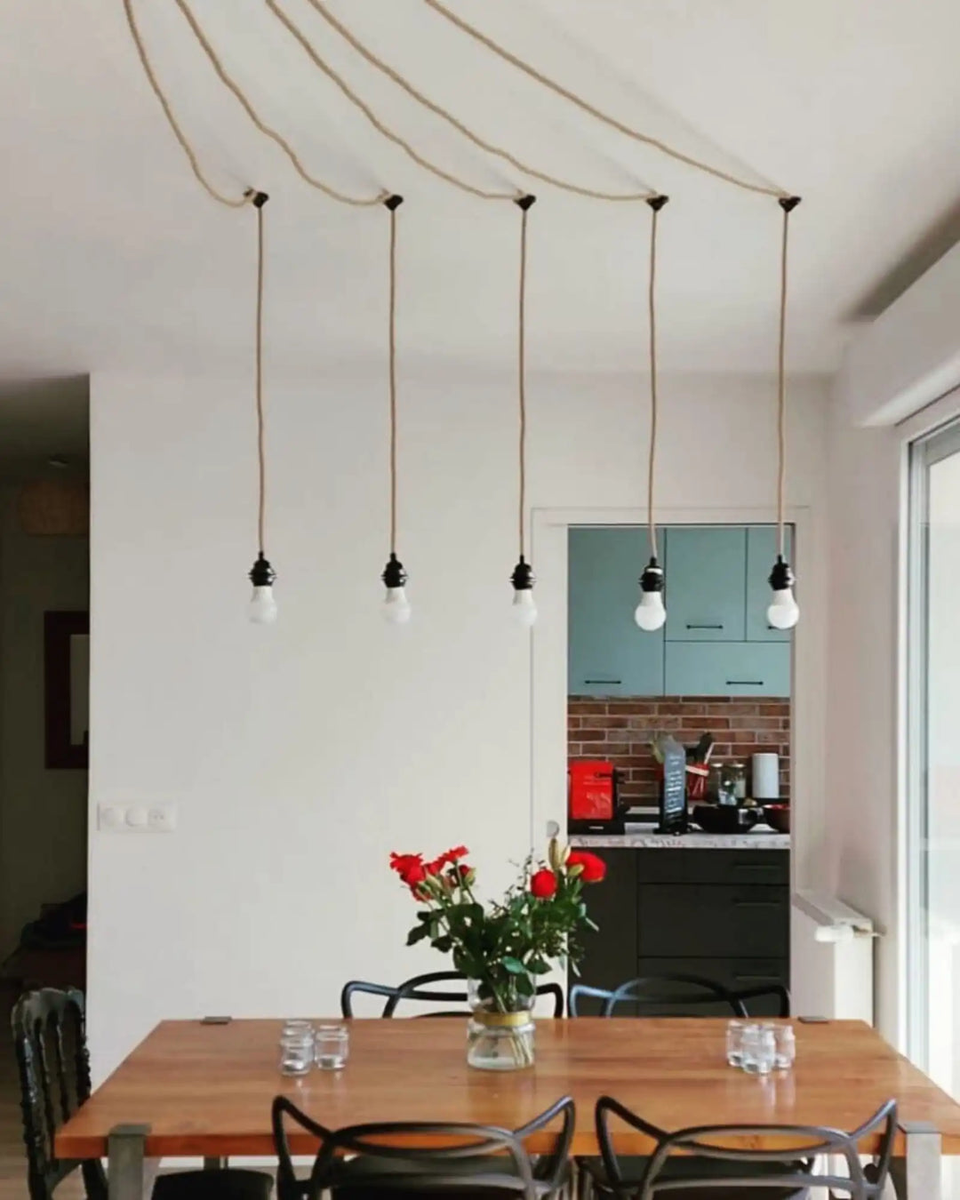 Suspension luminaire HANG 5 – Câbles tissés en ficelle brute