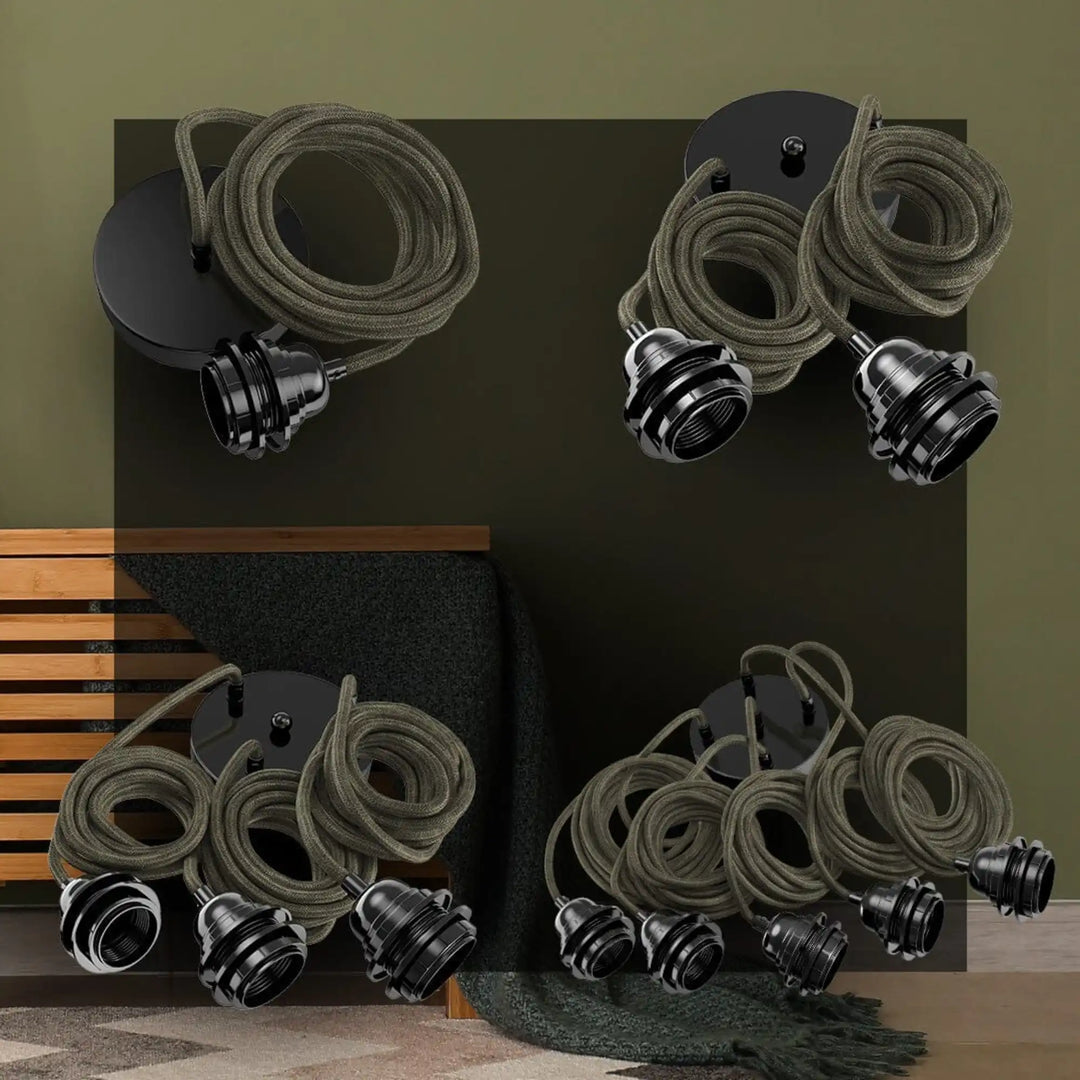 Sospensione luminosa Hang 5 in lino