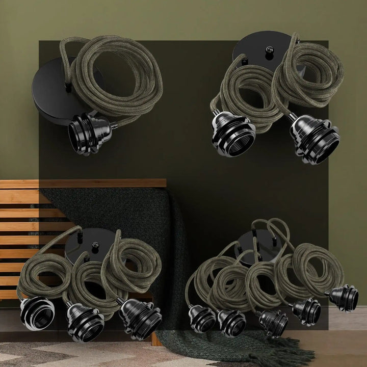 Sospensione luminosa Hang 5 in lino