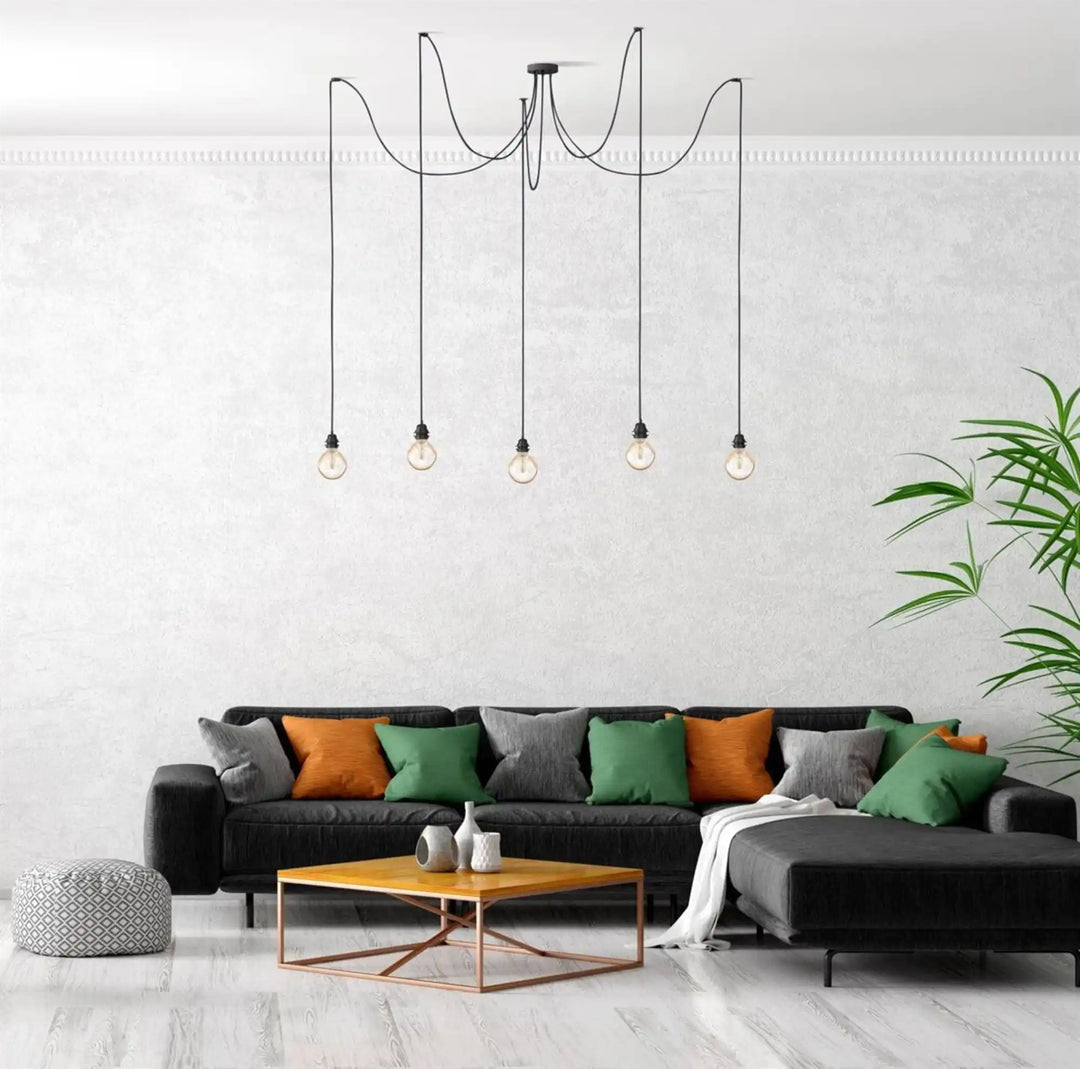 Hang 5 pendant light in woven natural material