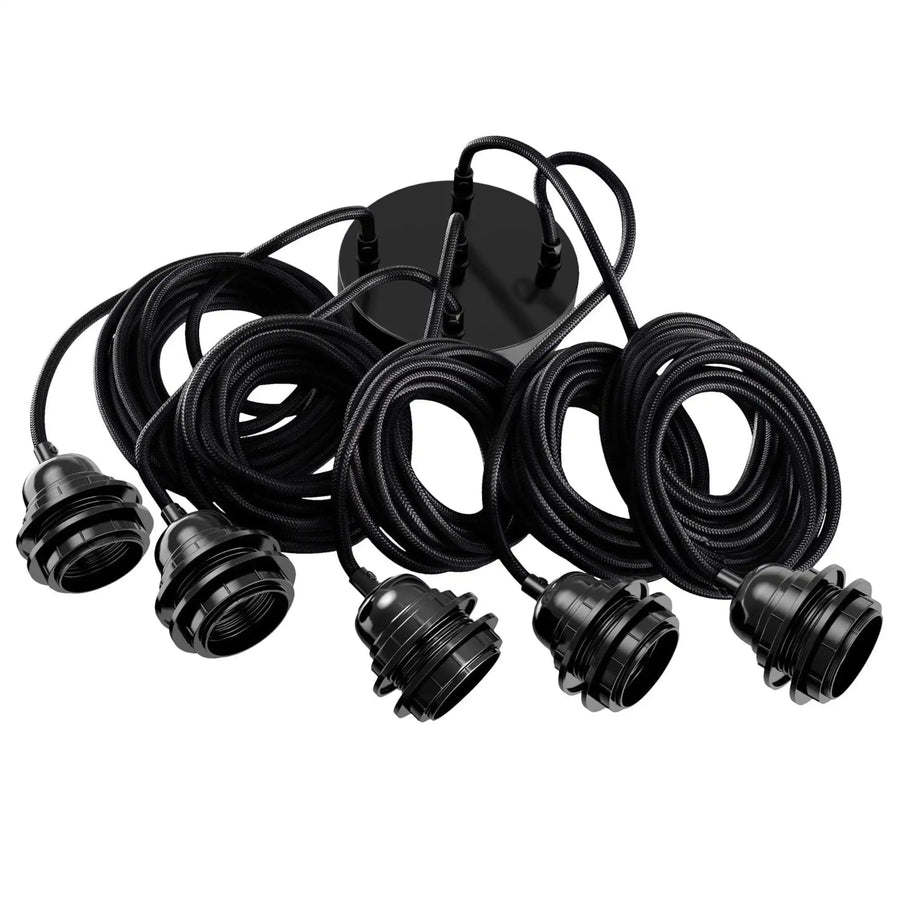 Suspension luminaire tisse deco eclairage DCL 5 fils araignee noir