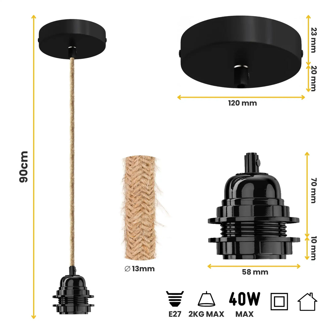 Dimensions détaillées suspension TWIST 1 ampoule 