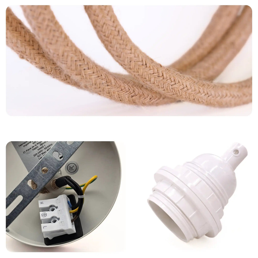 Détail suspension TWIST ficelle douille blanche compatible DCL