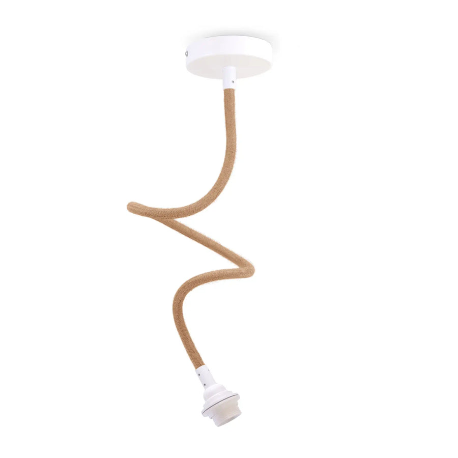 Suspension modulable TWIST ficelle 1 ampoule douille blanche