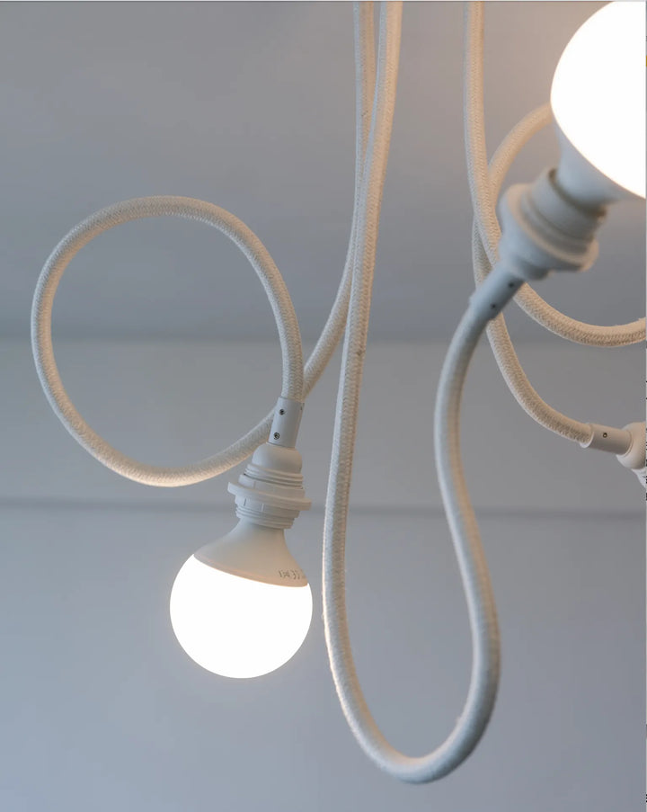 Suspension TWIST lin blanc douilles blanches 3 ampoules