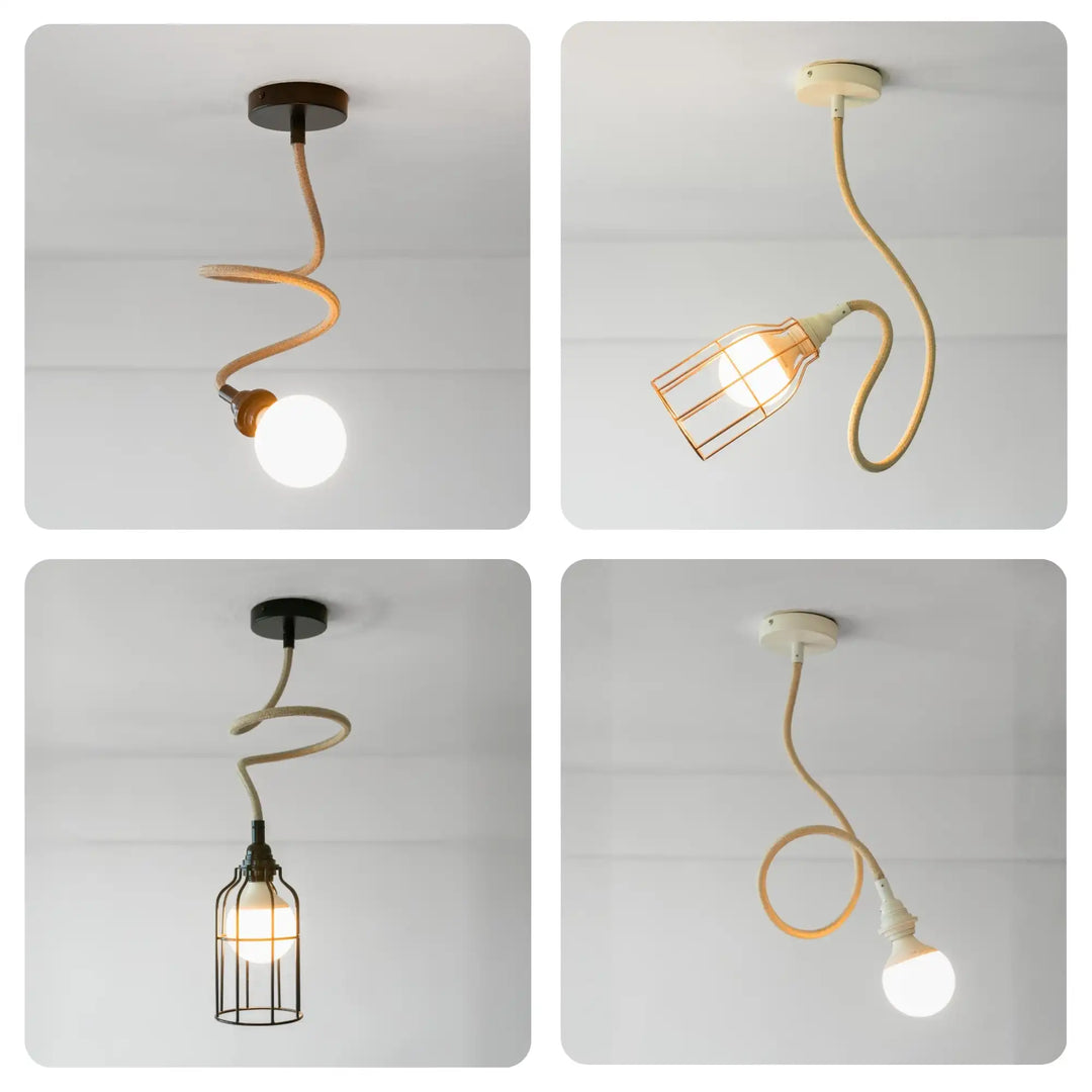 Suspension modulable TWIST 1 ampoule ficelle ou lin naturel ou lin blanc