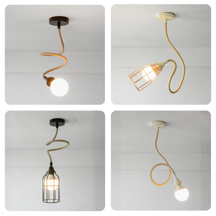 Suspension modulable TWIST 1 ampoule ficelle ou lin naturel ou lin blanc