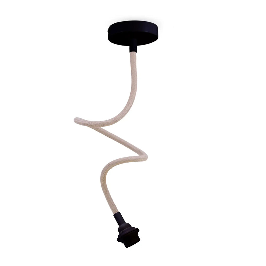 Suspension TWIST lin naturel 1 ampoule douille noire 