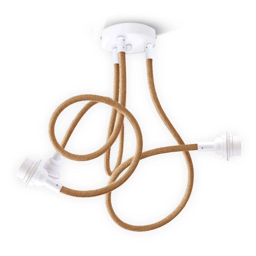 Suspension modulable TWIST ficelle 3 ampoules douille blanche