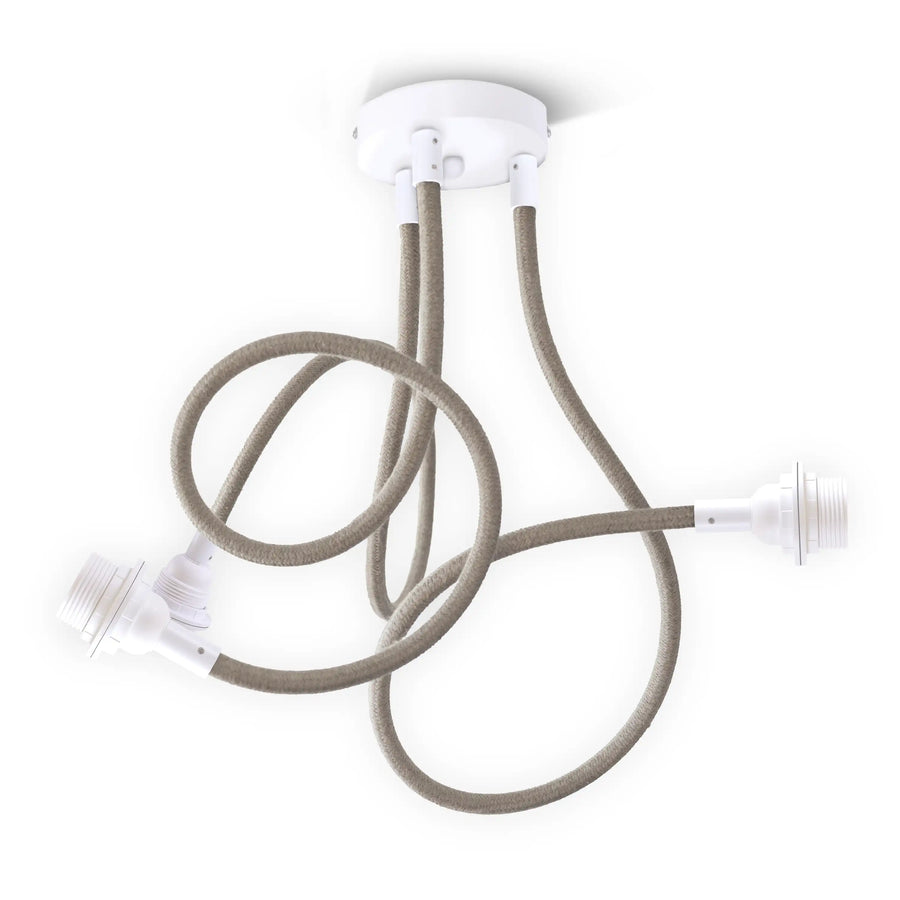 Suspension modulable TWIST lin naturel 3 ampoules douilles blanches